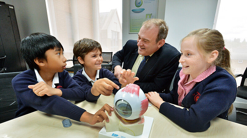 Ed  Davey and pupils